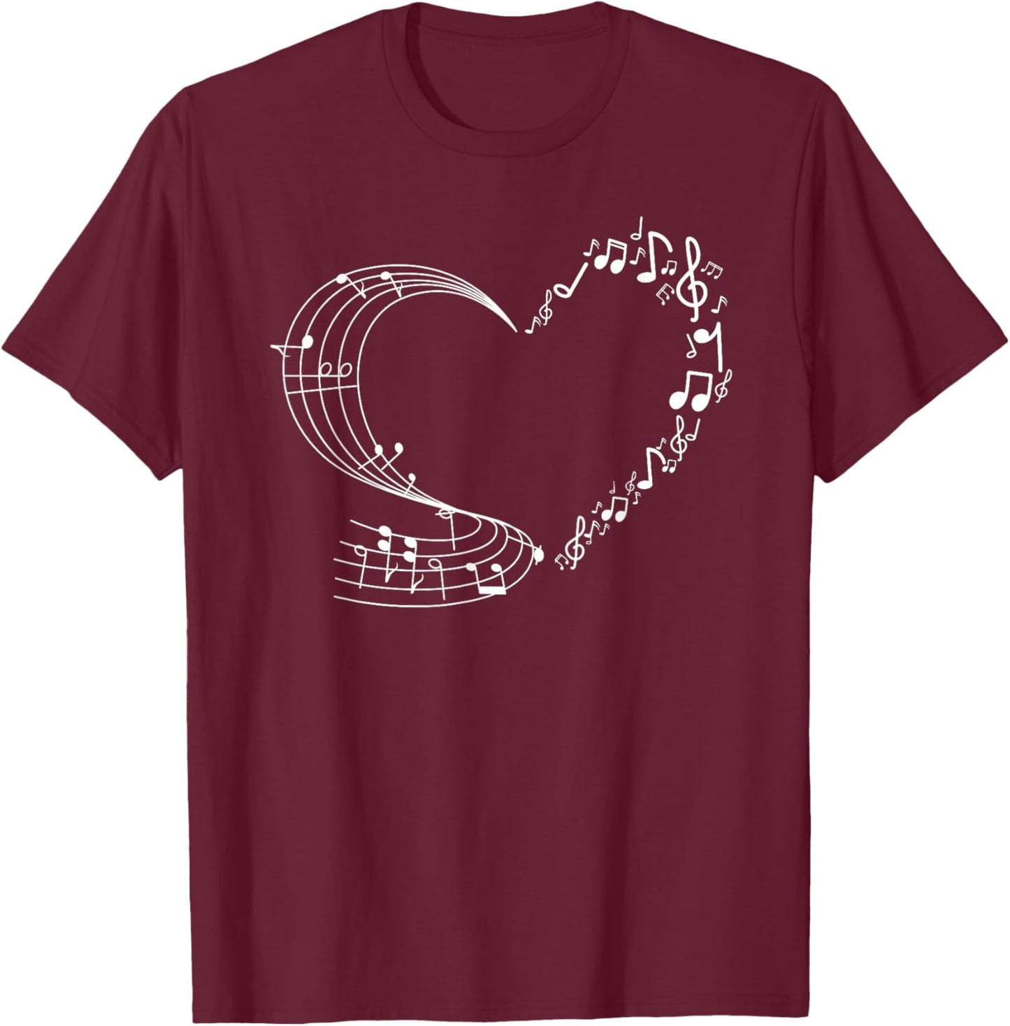 Cute Heart Music Note Women Girls Musicians T-Shirt - T-Shirt | Maroon