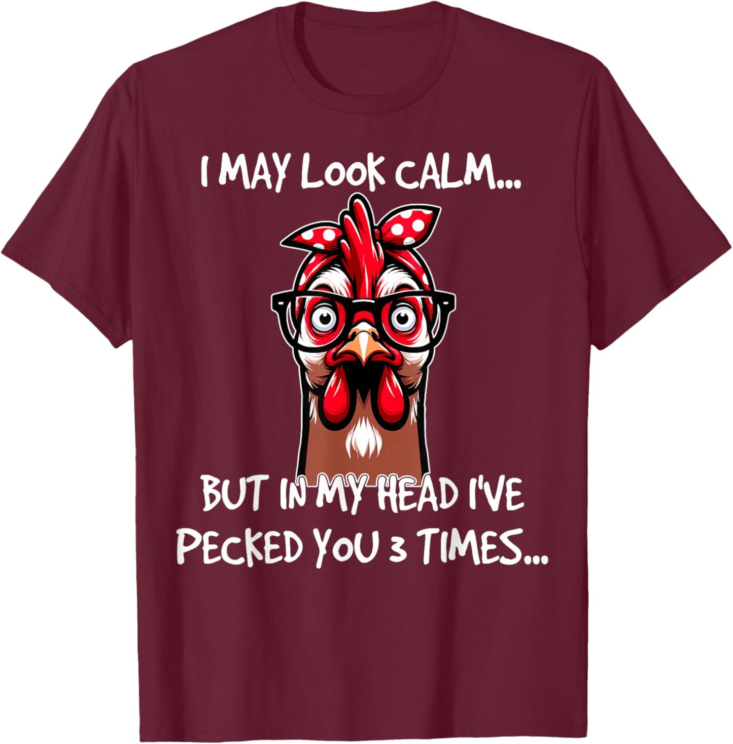 Chicken With Bandana Headband Glasses Funny Girls T-Shirt - T-Shirt | Maroon