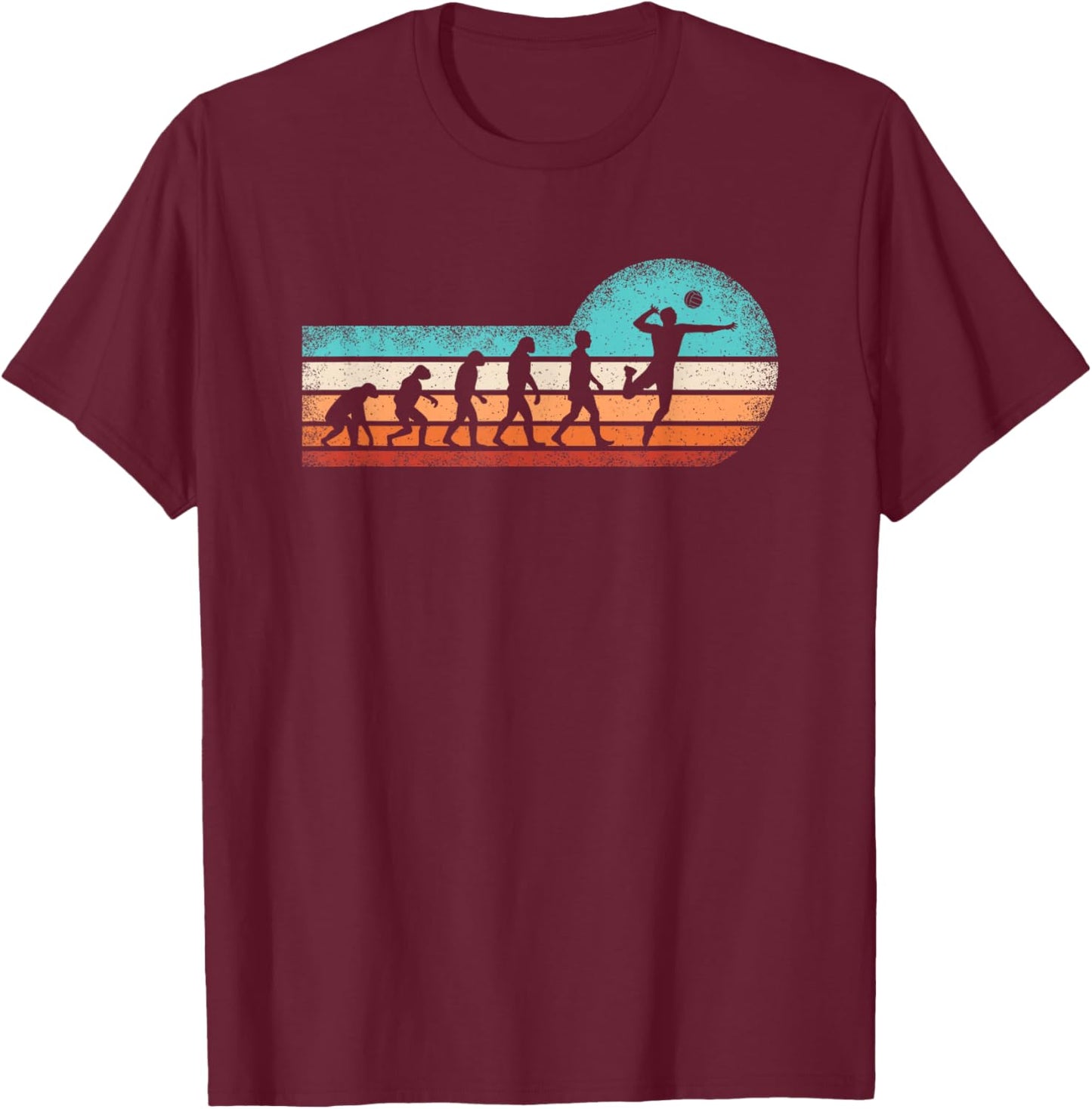 Evolution Volleyball Retro Volleyball Lover T-Shirt - T-Shirt | Maroon