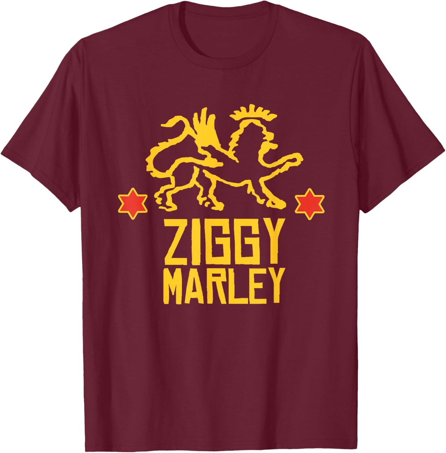 Ziggy Marley - Official Merchandise - Lion Logo Stars T-Shirt - T-Shirt | Maroon