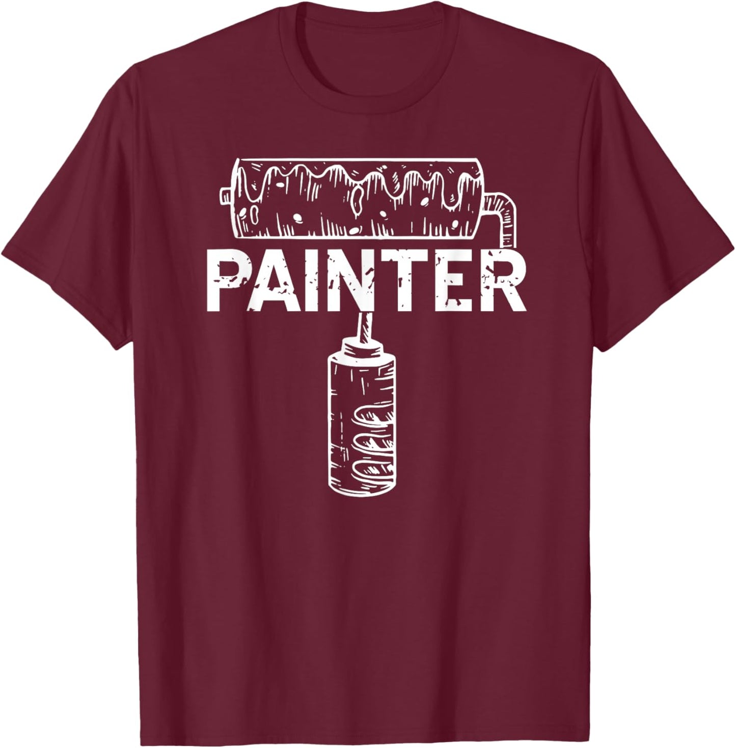 Painter Roll Minimalism Style Building T-Shirt - T-Shirt | Maroon
