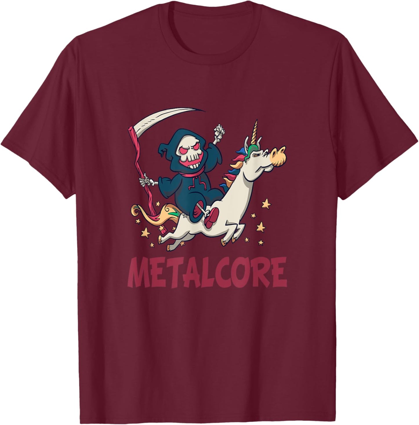Funny Metalcore Reaper Unicorn Metalhead T-Shirt - T-Shirt | Maroon