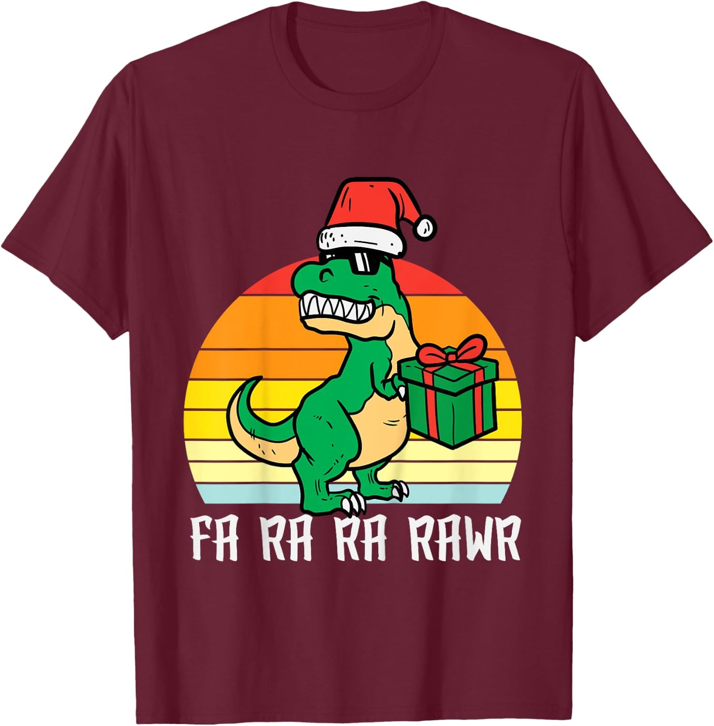 Kids Christmas Trex Fa Ra Ra Rawr Xmas Dino Boys Kids Toddler T-Shirt - T-Shirt | Maroon