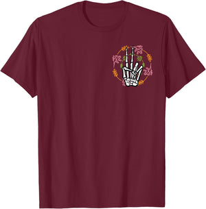 Skeleton Hand Peace Pocket Halloween Costume Men Women Kids T-Shirt - T-Shirt | Maroon