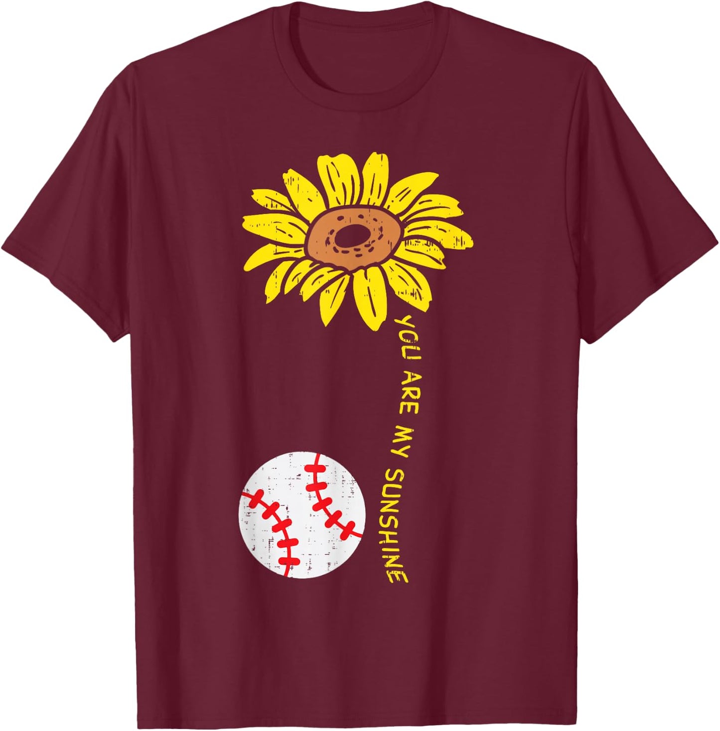 Sunflower Sunshine Baseball Softball Sports Men Women Kids T-Shirt - T-Shirt | Maroon