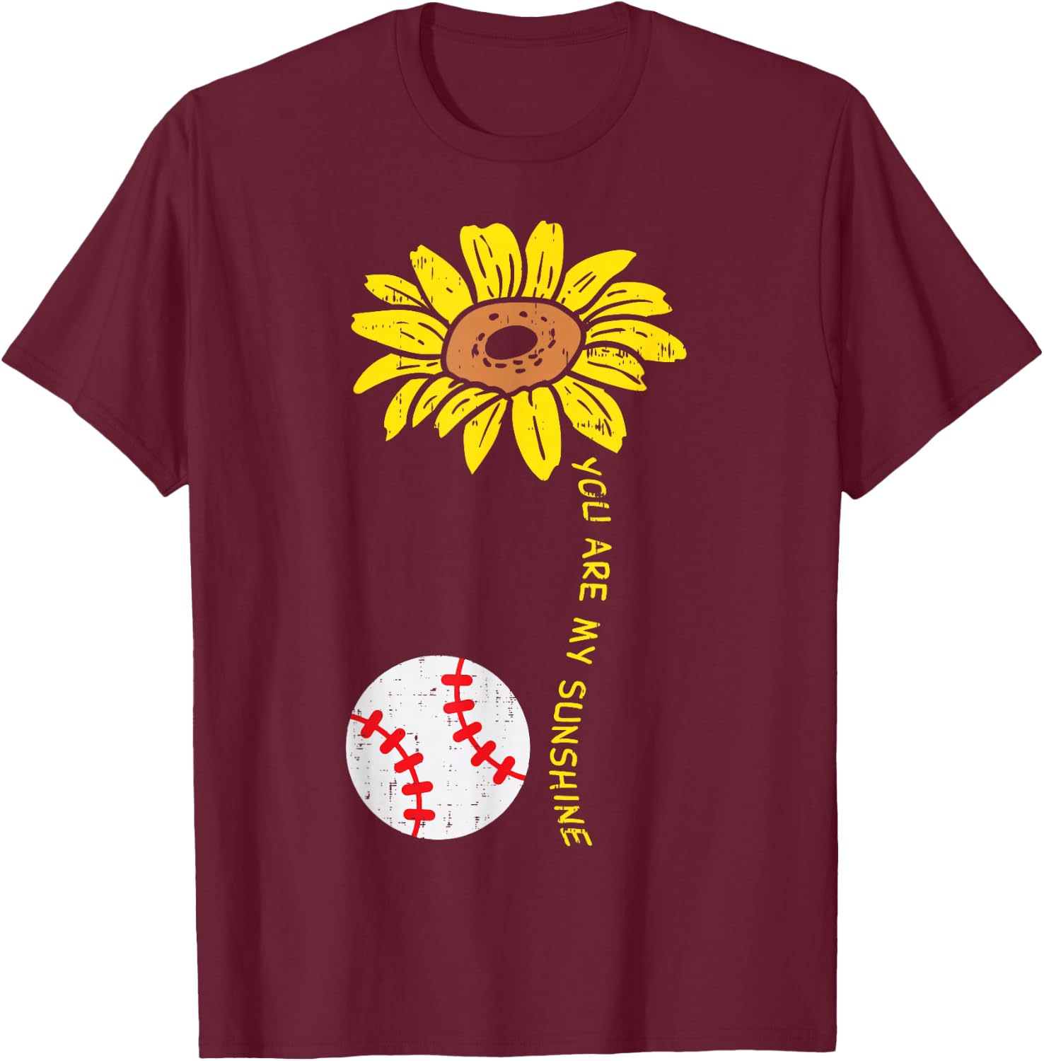 Sunflower Sunshine Baseball Softball Sports Men Women Kids T-Shirt - T-Shirt | Maroon