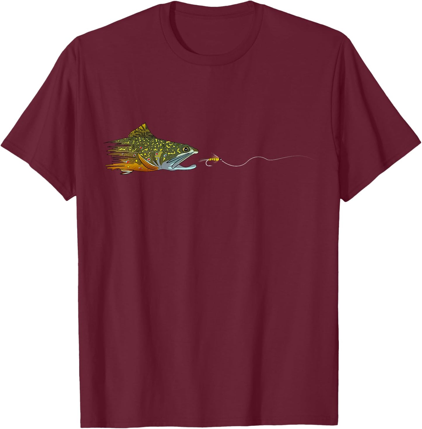 Fly Fishing Brook Trout Dry Fly Tying Fisherman Small T-Shirt - T-Shirt | Maroon