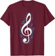 Treble Clef and Blue Music Notes Design for Music Love T-Shirt - T-Shirt | Maroon