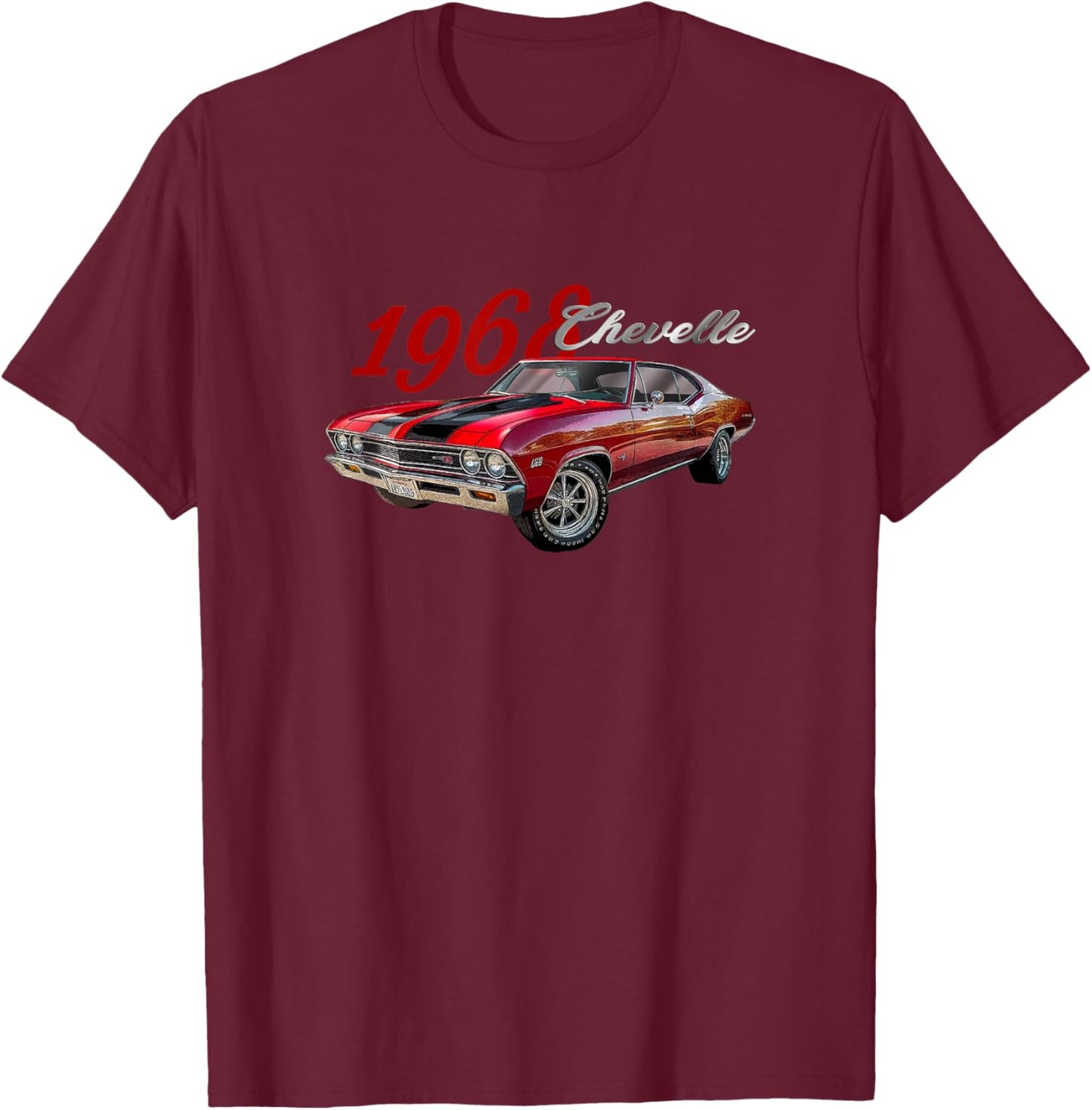 Vintage 1968 Chevelle, Classic American Muscle Car, V8 T-Shirt - T-Shirt | Maroon