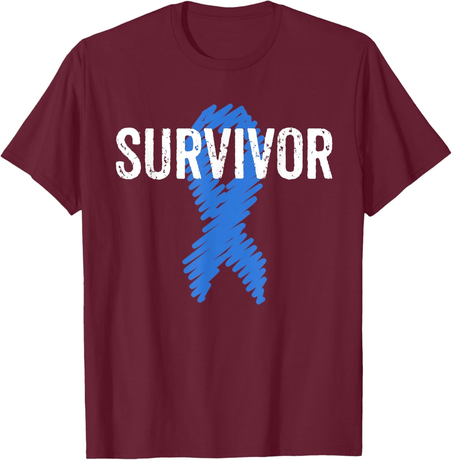 Colon Cancer Survivor Awareness Colonoscopy Blue T-Shirt - T-Shirt | Maroon