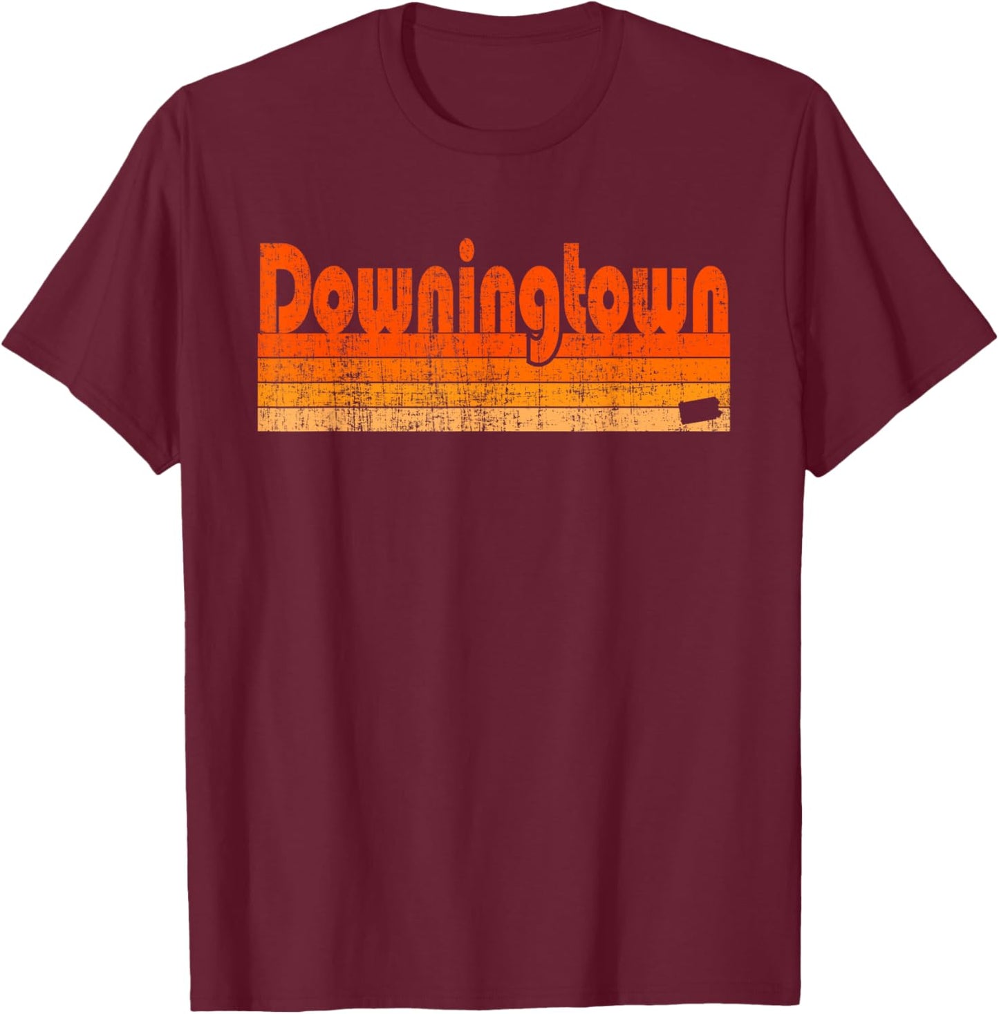 Downingtown, Pennsylvania Retro 80s Style T-Shirt - T-Shirt | Maroon
