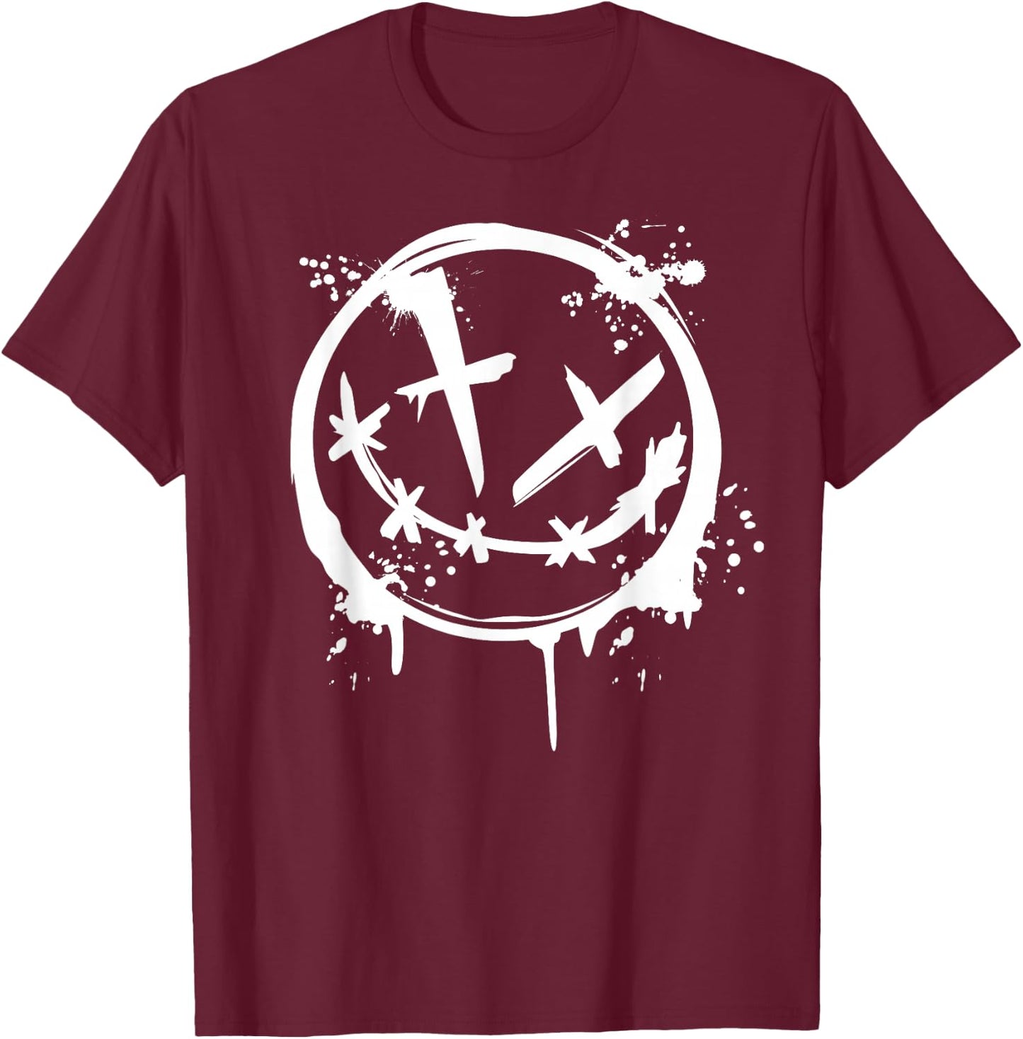 Evil Smile Face Splatter Silhouette Party T-Shirt - T-Shirt | Maroon