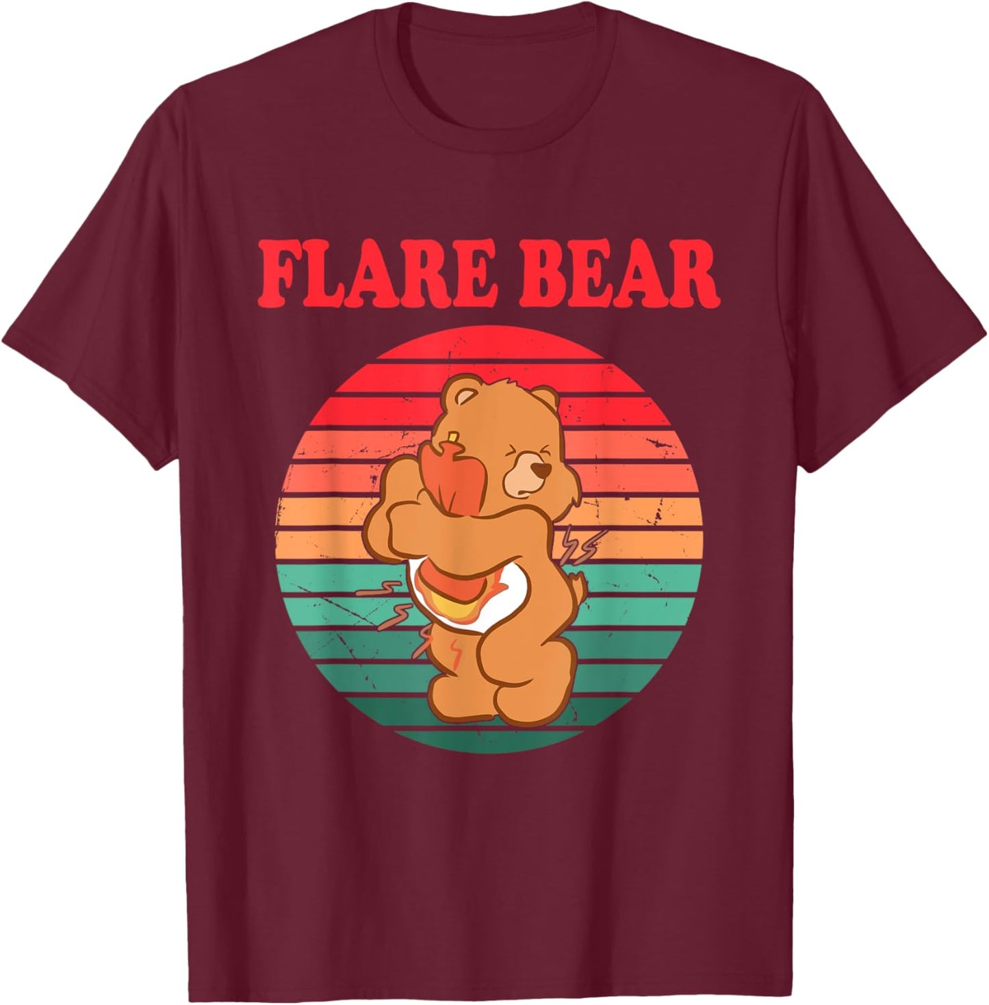 Funny Flare Bear Vintage Apparel T-Shirt - T-Shirt | Maroon