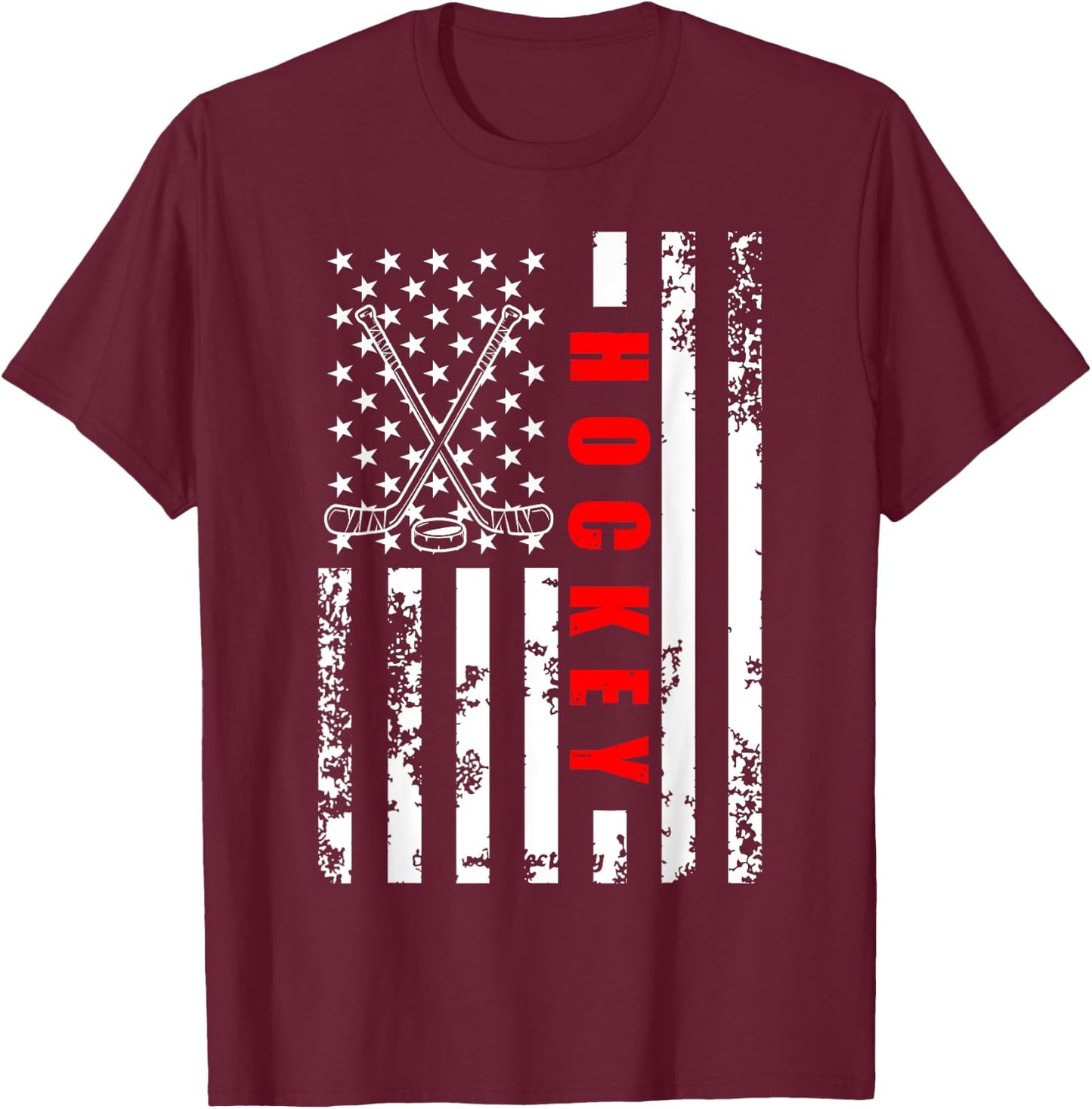 US American Flag Hockey Patriotic women kids Hockey T-Shirt - T-Shirt | Maroon