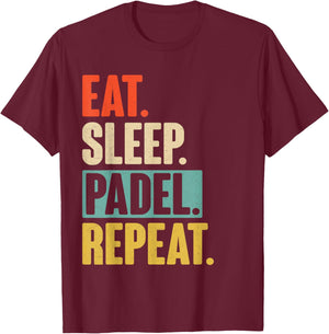Eat Sleep Padel Repeat - Retro Vintage Padel T-Shirt - T-Shirt | Maroon