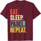 Eat Sleep Padel Repeat - Retro Vintage Padel T-Shirt - T-Shirt | Maroon