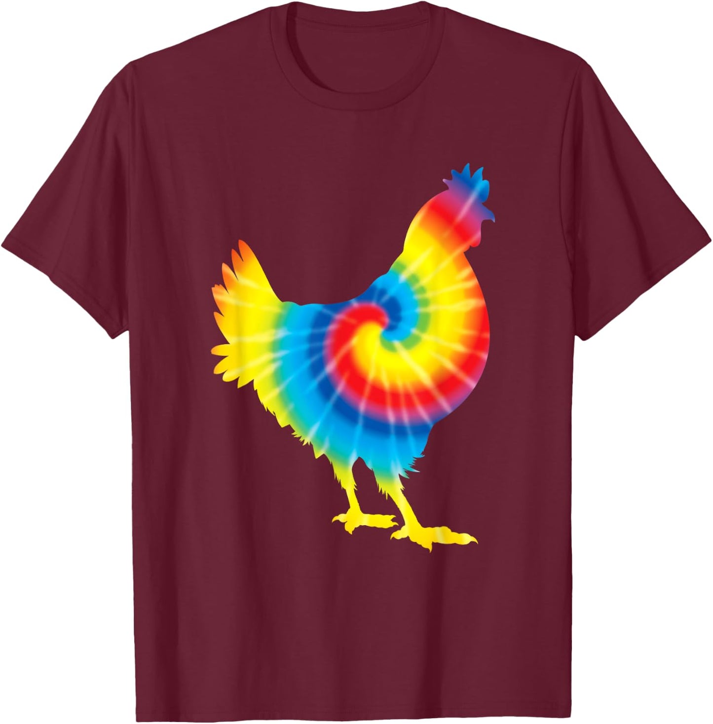Tie Dye Chicken Rainbow Print Hen Fowl Hippie Peace Gift T-Shirt - T-Shirt | Maroon