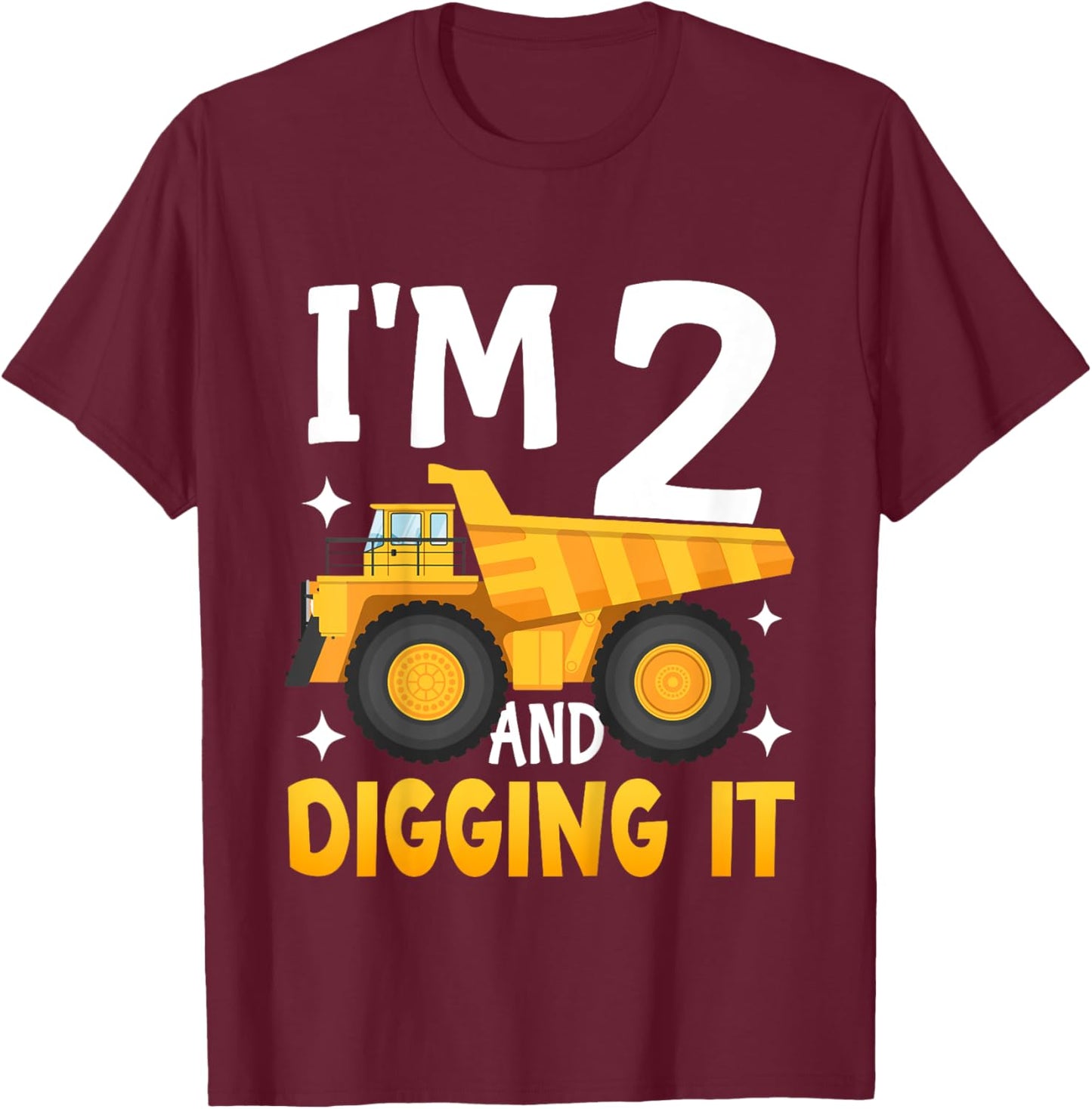 Kids 2nd Construction Birthday Shirt 2 Toddler Boy Two Year Old T-Shirt - T-Shirt | Maroon