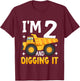 Kids 2nd Construction Birthday Shirt 2 Toddler Boy Two Year Old T-Shirt - T-Shirt | Maroon