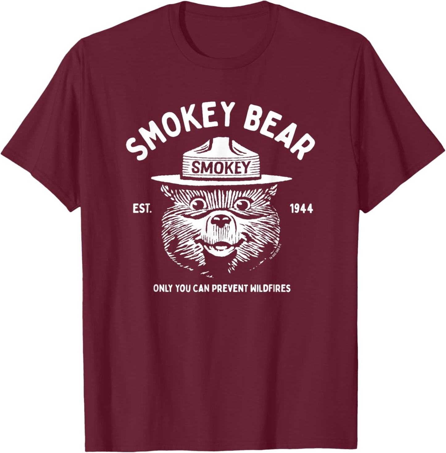 Vintage Smokey Bear Logo Only You Can Prevent Wildfires T-Shirt - T-Shirt | Maroon