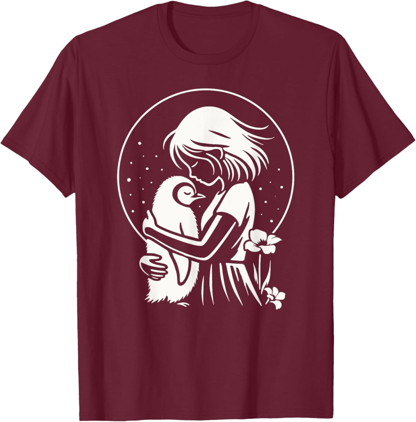 Penguin Shirt Woman Girl Child Silhouette Penguin , Black, S T-Shirt - T-Shirt | Maroon