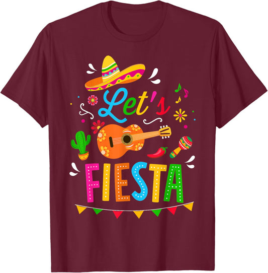 Let's fiesta for funny Cinco de Mayo costume party T-Shirt - T-Shirt | Maroon