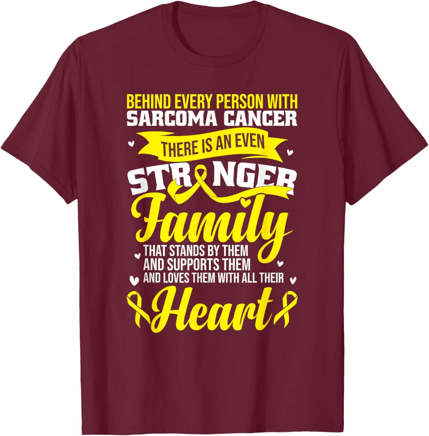 Yellow Ribbon | Sarcoma Cancer Awareness T-Shirt - T-Shirt | Maroon