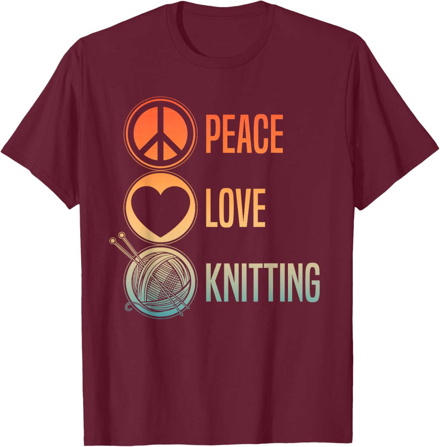 Funny Knitting Art Men Knit Yarn Lover Knitter T-Shirt - T-Shirt | Maroon
