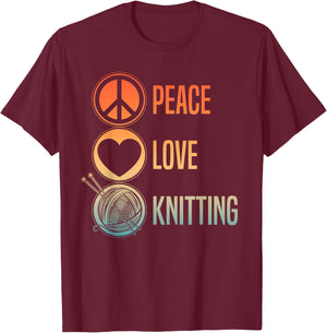 Funny Knitting Art Men Knit Yarn Lover Knitter T-Shirt - T-Shirt | Maroon