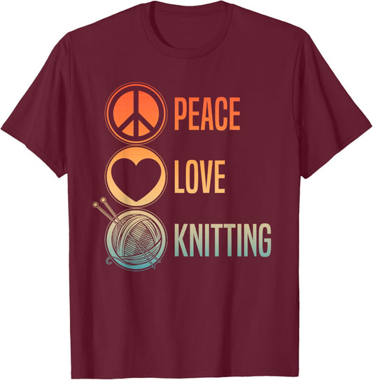 Funny Knitting Art Men Knit Yarn Lover Knitter T-Shirt - T-Shirt | Maroon