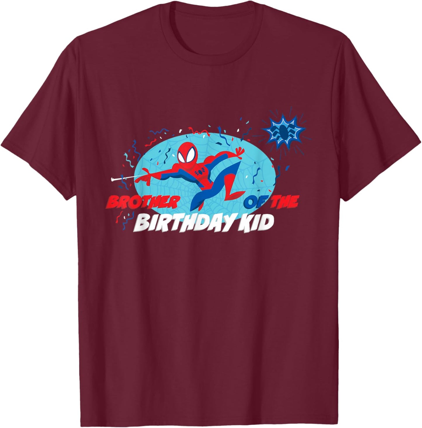 Marvel Spider-Man Toony Family Brother of the Birthday Kid T-Shirt - T-Shirt | Maroon