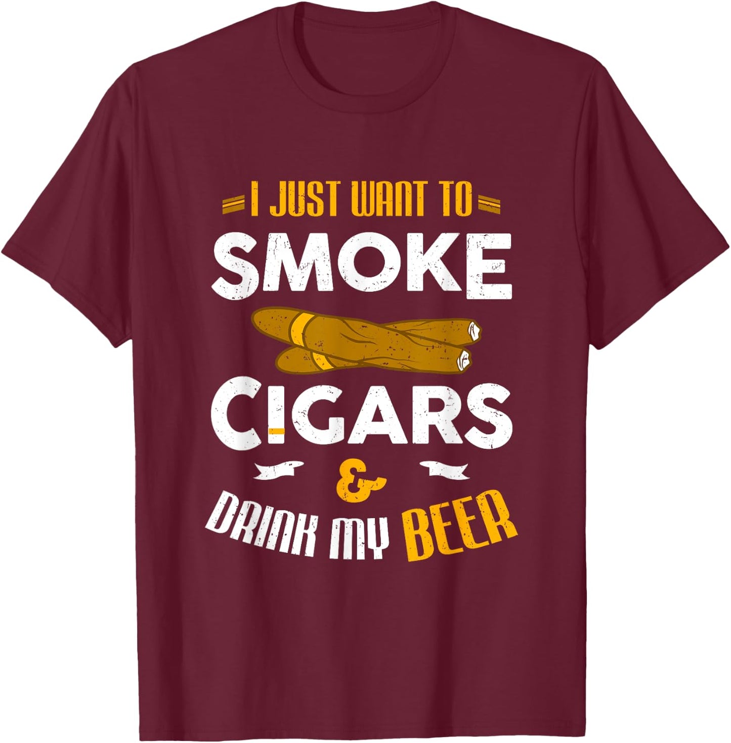 Cigar Shirts Cigar Smoker Beer Dad Fathers Day T-Shirt - T-Shirt | Maroon