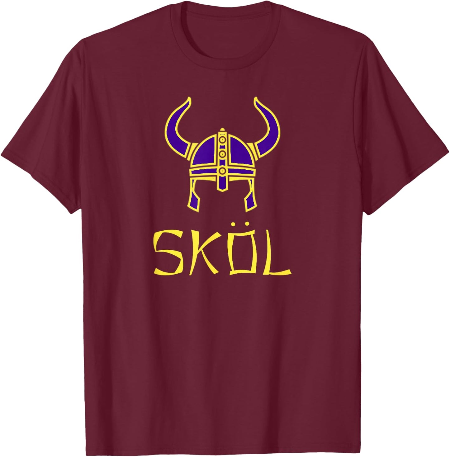Skol Nordic Scandinavian Warrior Viking Helmet T-Shirt - T-Shirt | Maroon