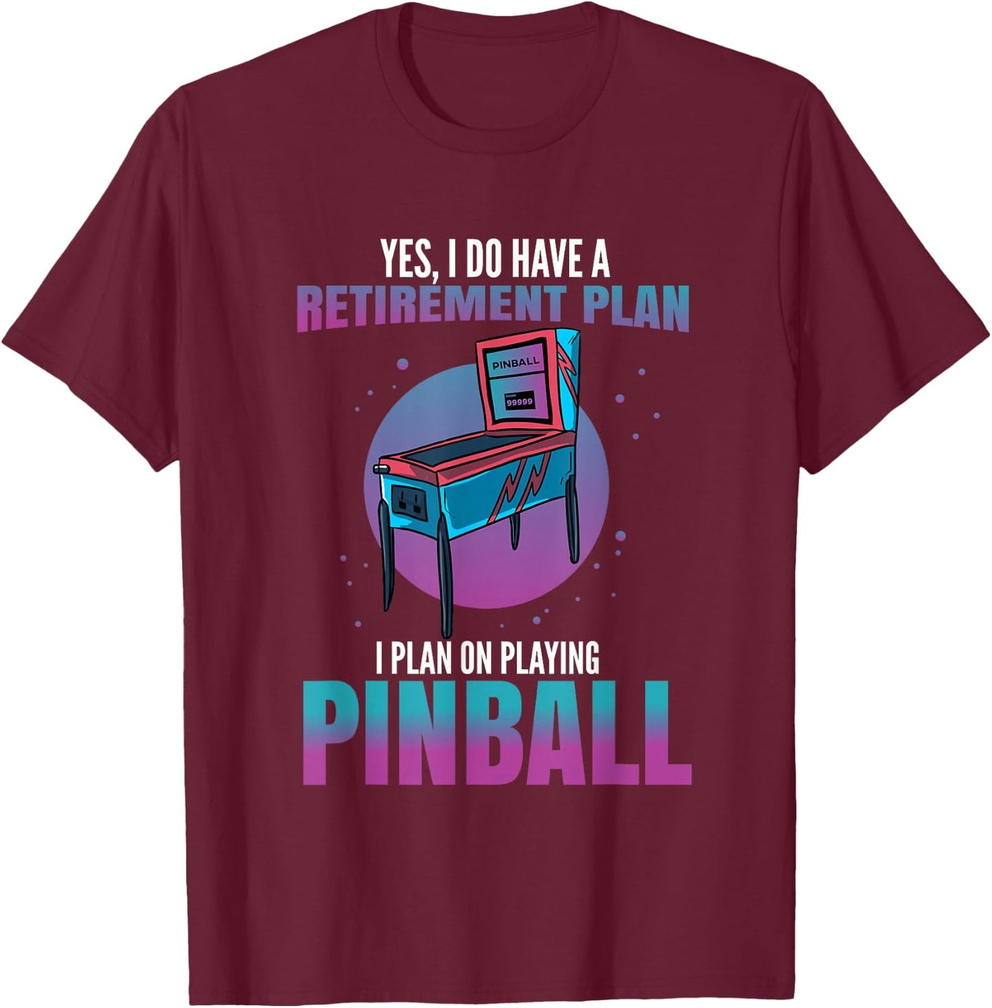 Vintage Arcade Gift - Men or Women Flipper T-Shirt - T-Shirt | Maroon
