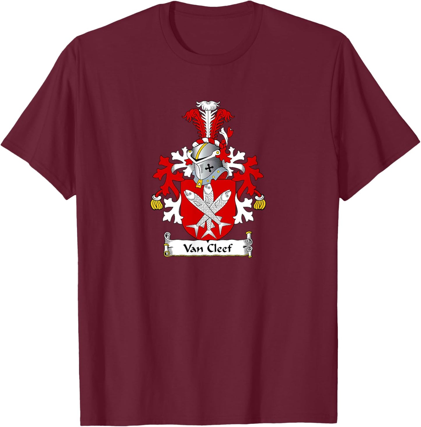 Van Cleef Coat of Arms - Family Crest T-Shirt - T-Shirt | Maroon