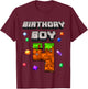 Kids 4th Birthday Boy 4 Video Gamer Pixel Number Four Bday Party T-Shirt - T-Shirt | Maroon