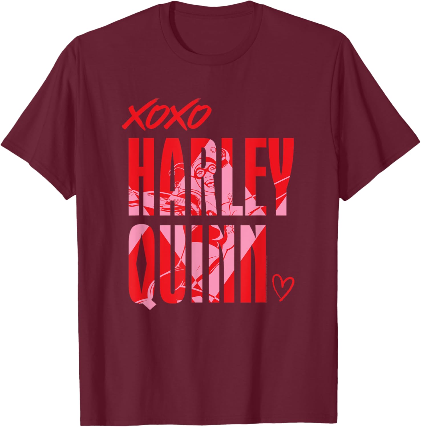 DC Comics Harley Quinn XOXO T-Shirt - T-Shirt | Maroon