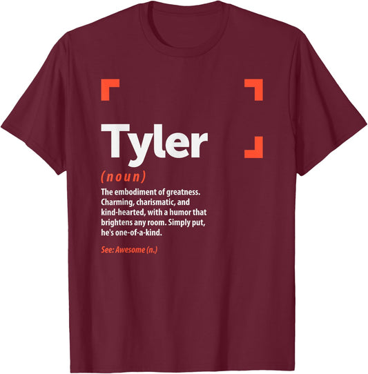 Tyler Definition Personalized Name Tyler T-Shirt - T-Shirt | Maroon