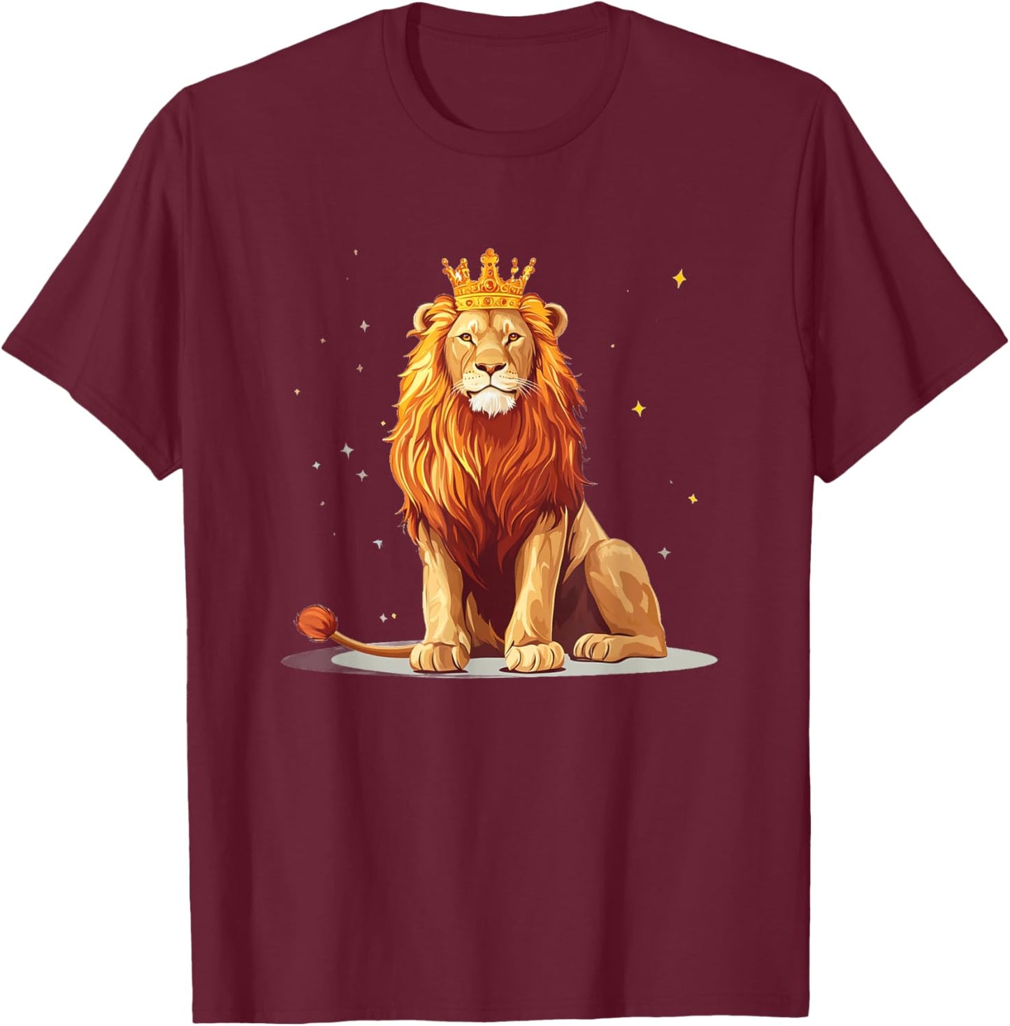 The cool lion king proudly wearing his crown for adults and kids T-Shirt - T-Shirt | Maroon