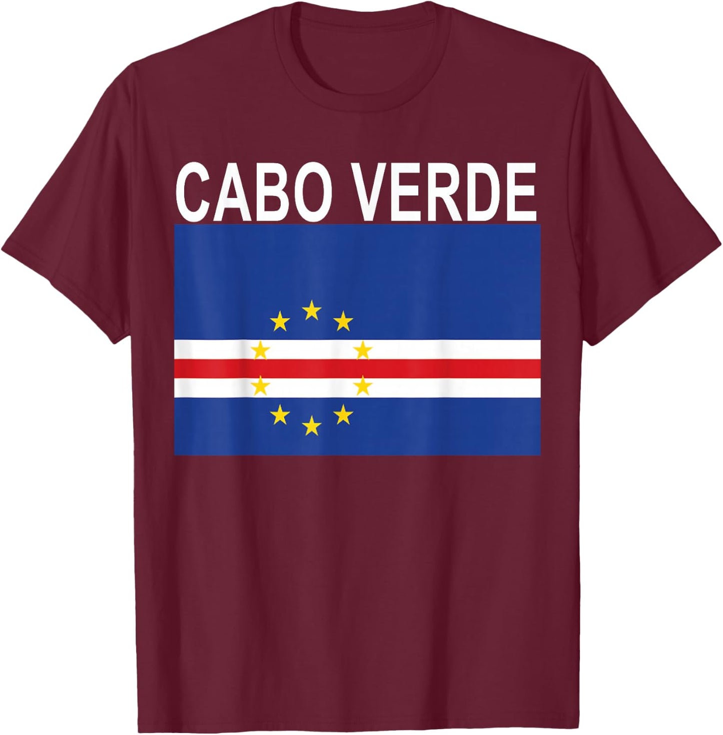Cabo Verde Flag Design T-Shirt - T-Shirt | Maroon
