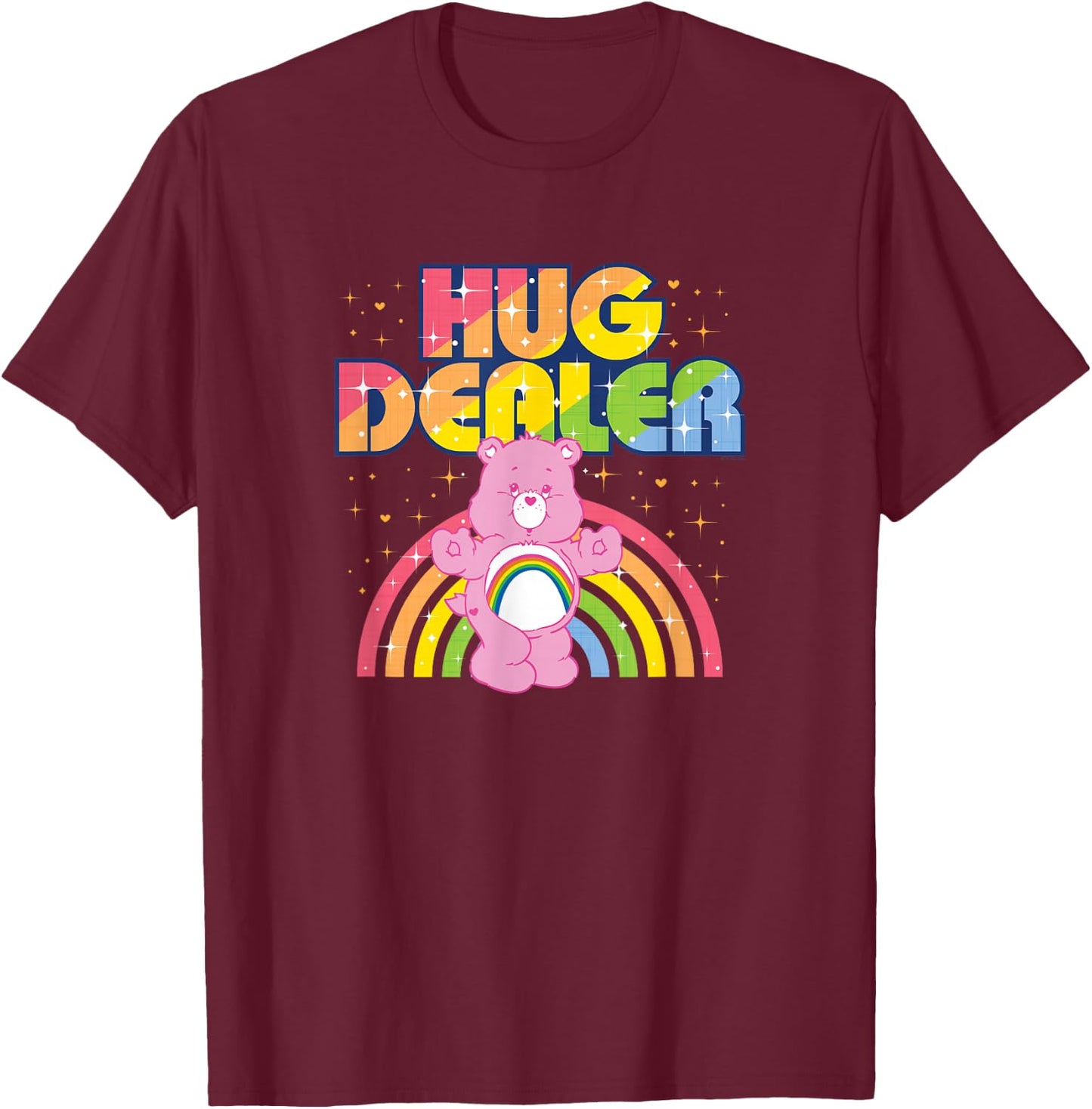 Care Bears Hug Dealer Rainbow Retro Cartoon T-Shirt - T-Shirt | Maroon