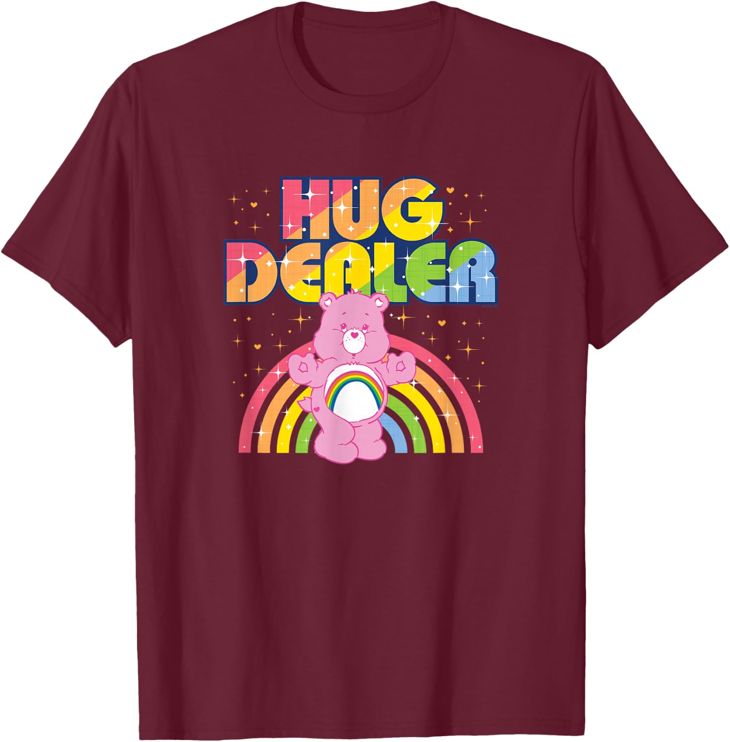 Care Bears Hug Dealer Rainbow Retro Cartoon T-Shirt - T-Shirt | Maroon