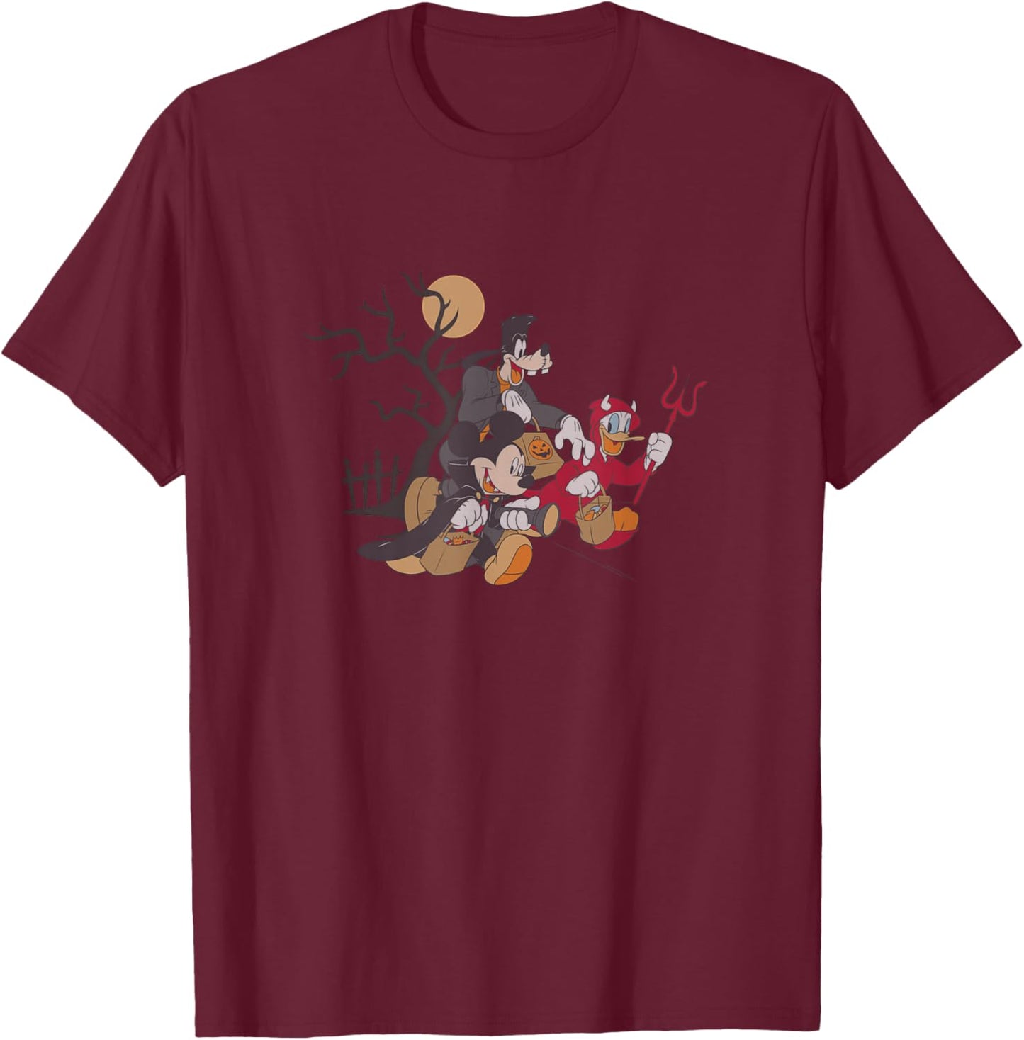 Disney Mickey And Friends Halloween Trick Or Treat Spooky T-Shirt - T-Shirt | Maroon