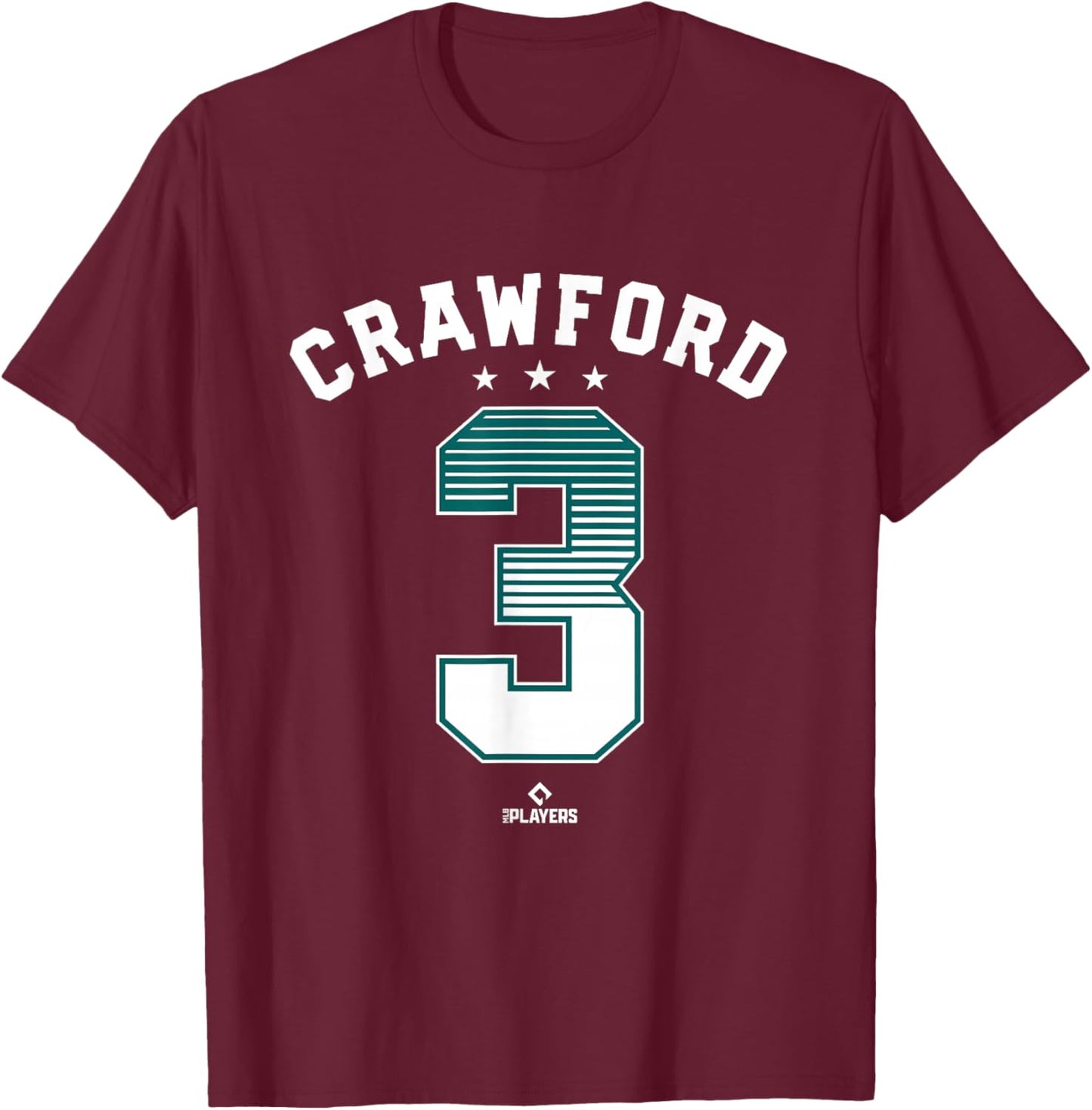 JP Crawford 3 Seattle MLBPA T-Shirt - T-Shirt | Maroon