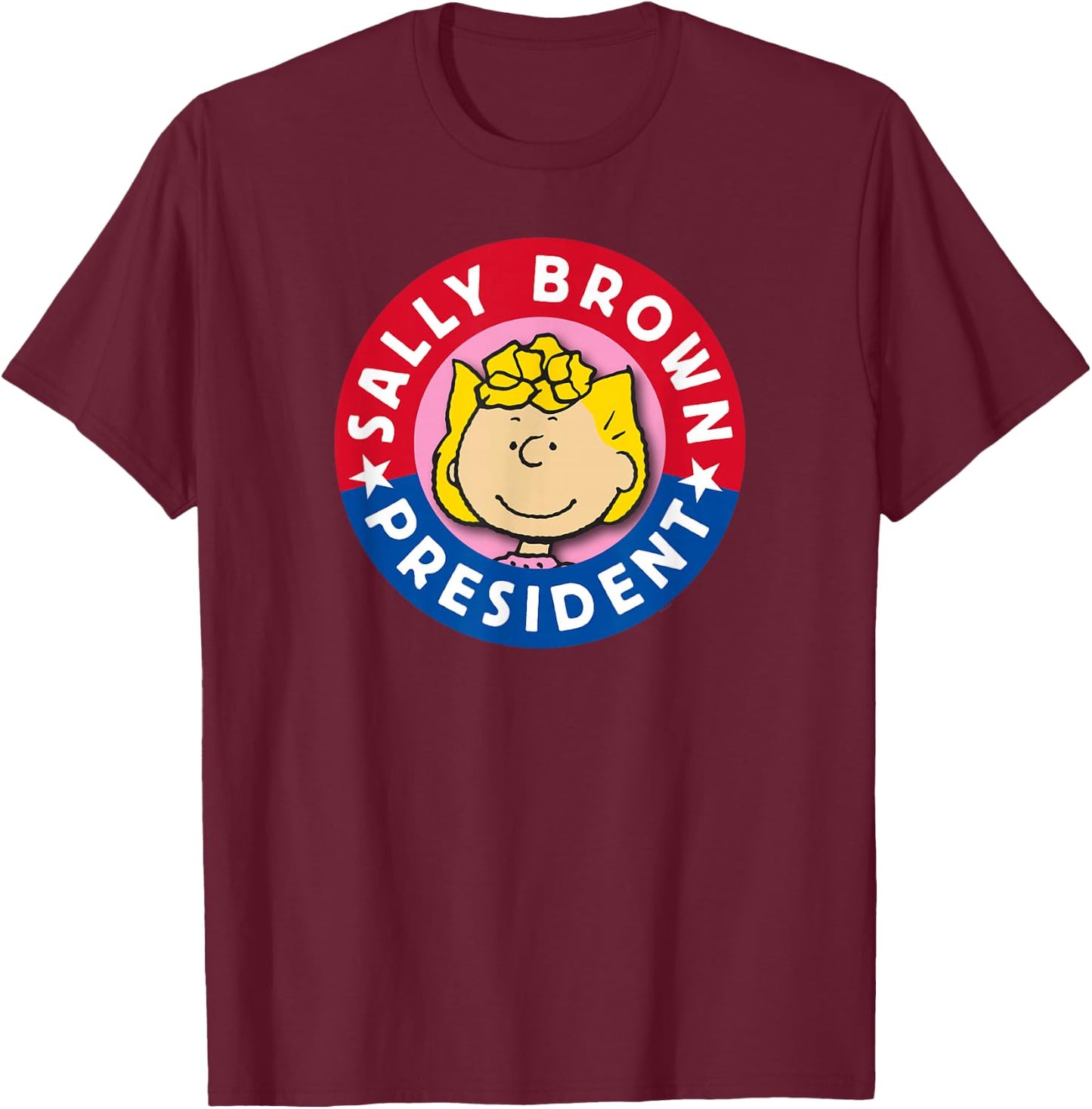 Peanuts Sally Brown as President T-Shirt - T-Shirt | Maroon