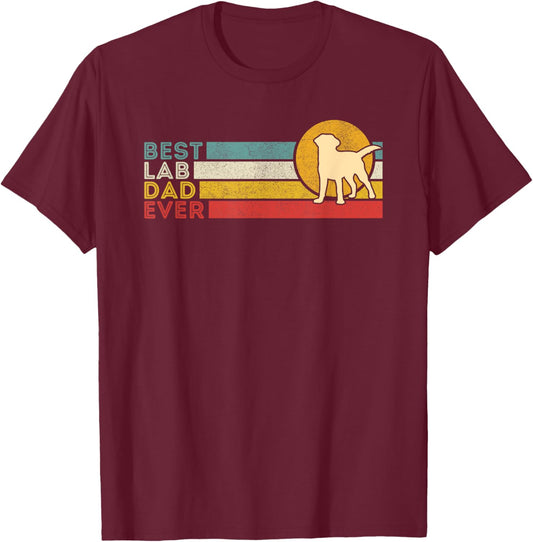 Yellow Lab Dad Labrador Retriever Vintage Retro T-Shirt - T-Shirt | Maroon