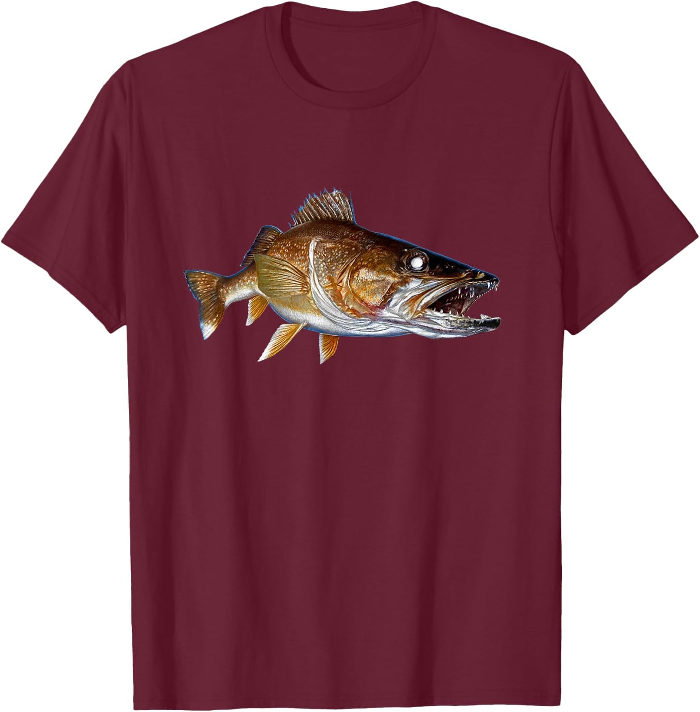 Walleye Fish Art Walleye Fishing Clothing Gift Fisherman T-Shirt - T-Shirt | Maroon