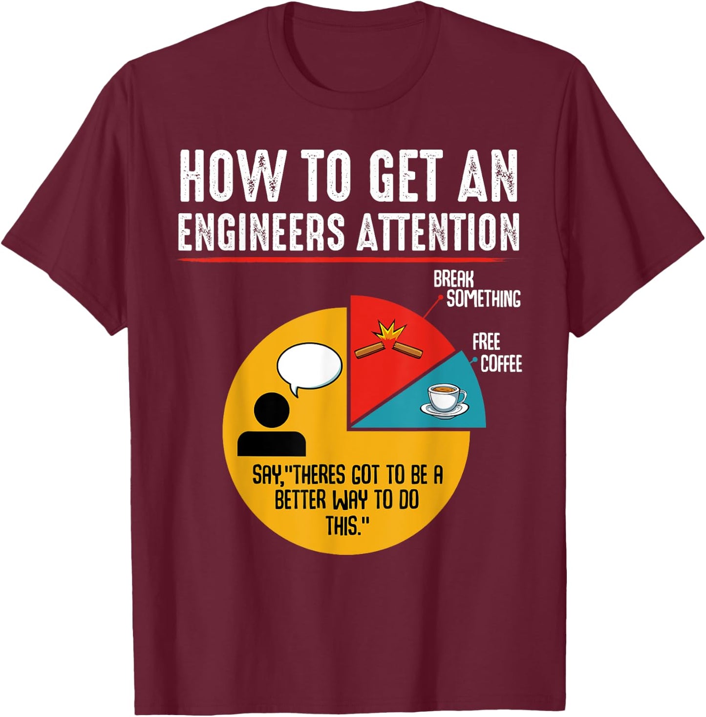 How To Get An Engineers Attention Engineer Technology Funny T-Shirt - T-Shirt | Maroon