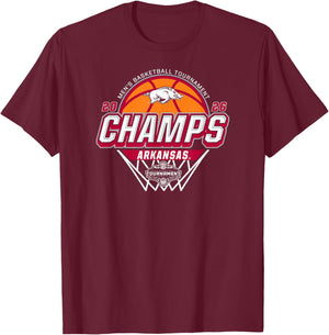 Arkansas Razorbacks Men's Basketball SEC Champs 2026 Black T-Shirt - T-Shirt | Maroon