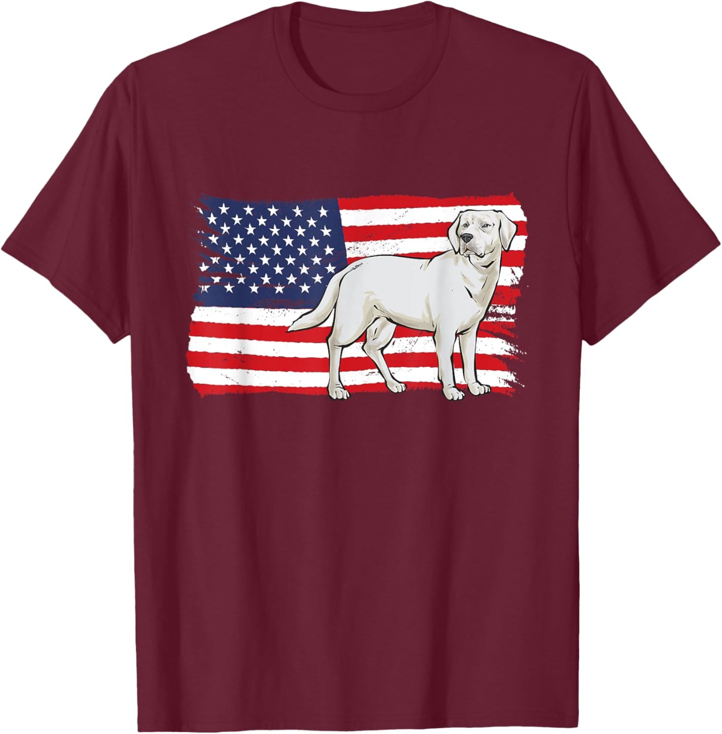 White Labrador Retriever American Flag White Lab Women Men T-Shirt - T-Shirt | Maroon